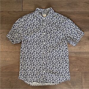Crewcuts Navy and White Floral Button Down Shirt, Short Sleeve